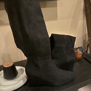 Anne Klein Black Wedge Boots
